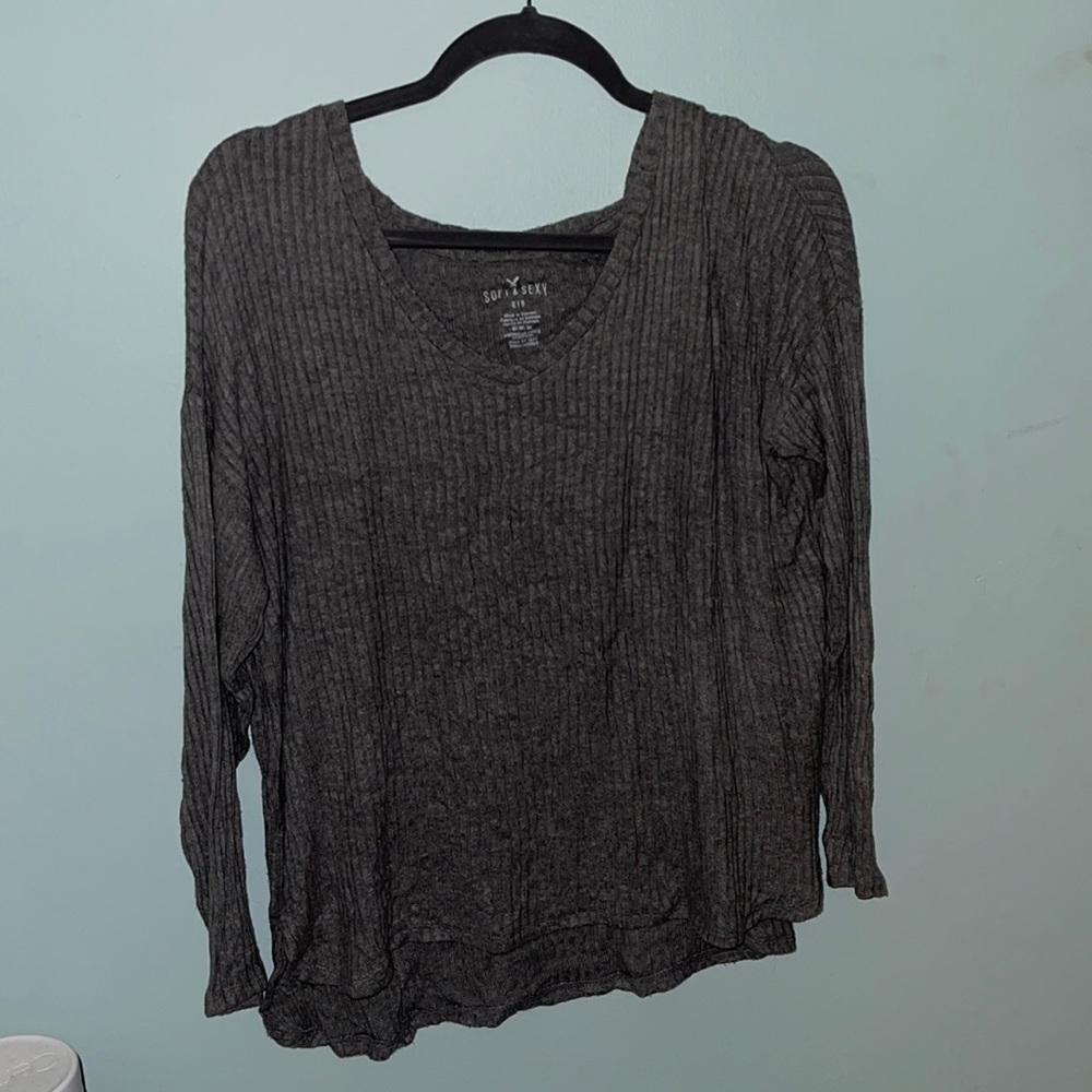 american eagle soft and sexy gray long sleeve